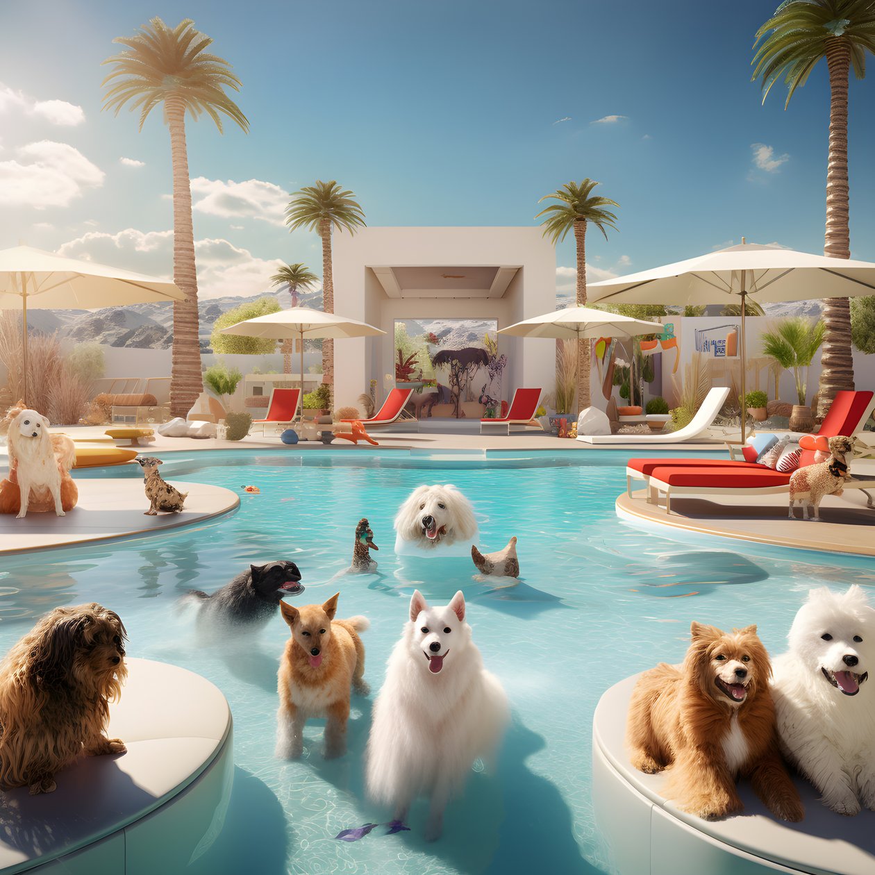 Palm Springs#39;te Köpek Havuzu Partisi 1 by Kurt Heppke