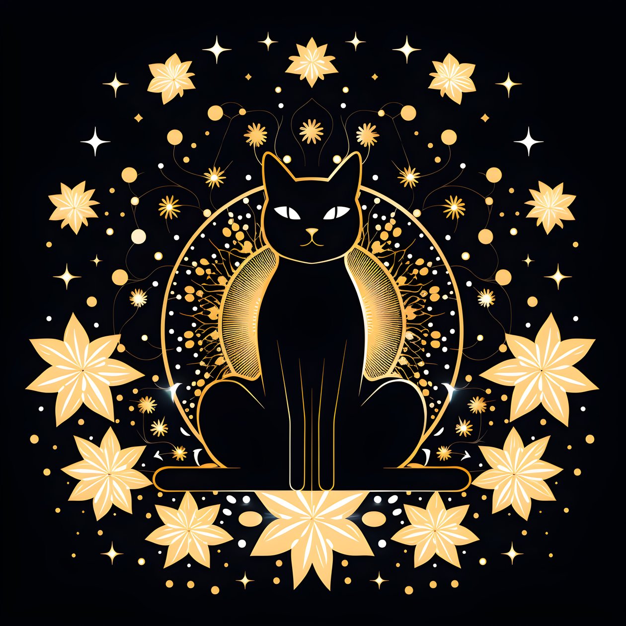 Lotus çiçeği üzerinde oturan meditasyon yapan kedi 2 by Kurt Heppke