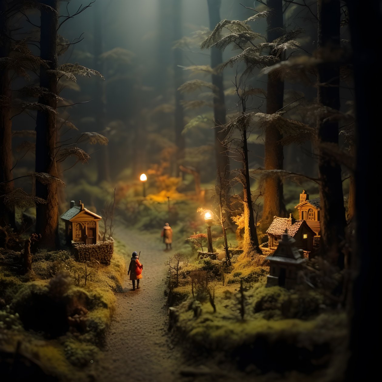 Puslu ağaçları ve ürkütücü atmosferiyle minyatür tilt-shift Cadılar Bayramı ormanı 1 by Kurt Heppke
