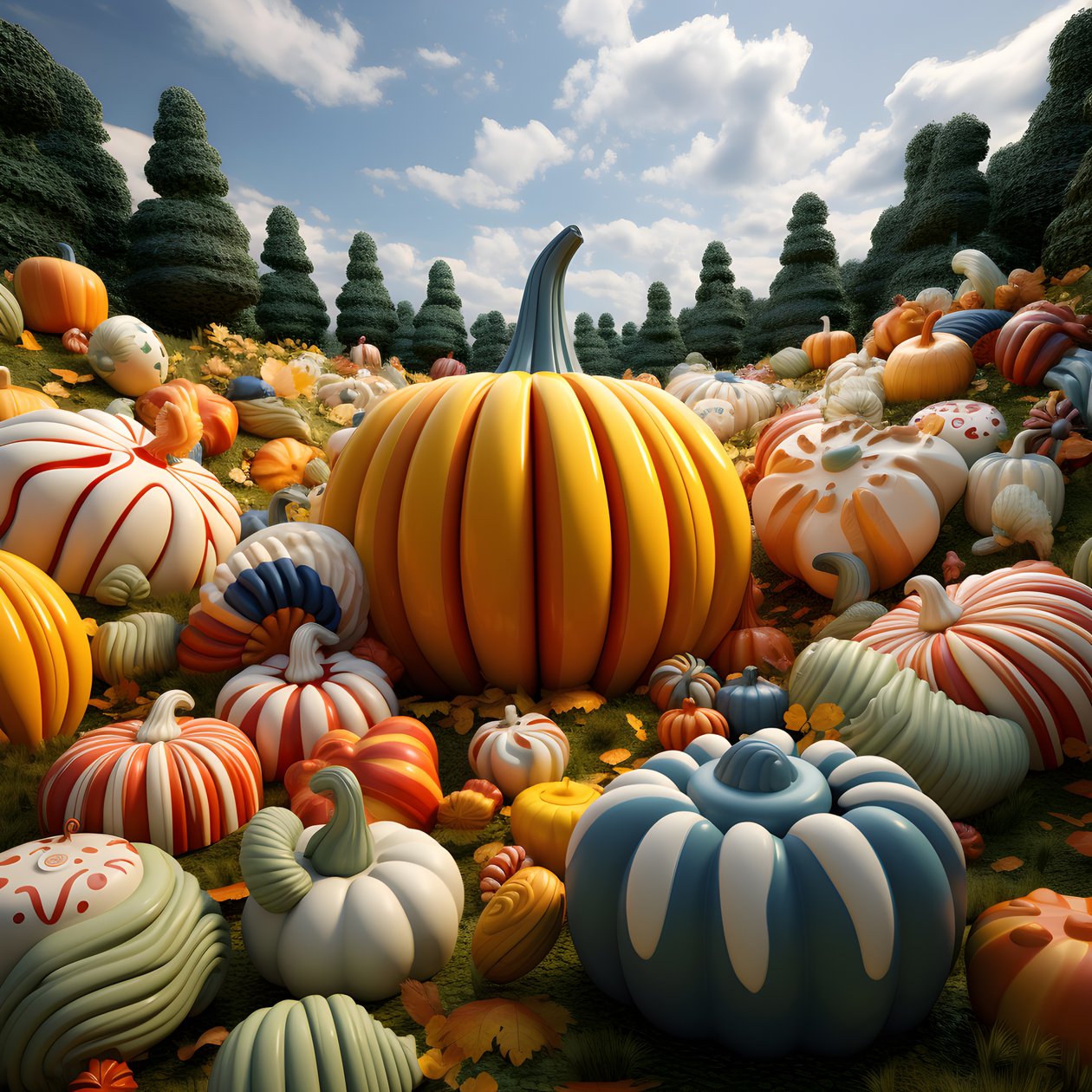 3D 1#39;de renkli kabaklar by Kurt Heppke