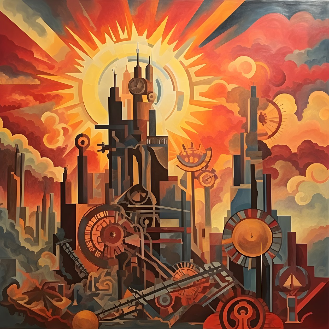 çarklar ve aletler soyut gün doğumu 1950'ler 4 by Kurt Heppke