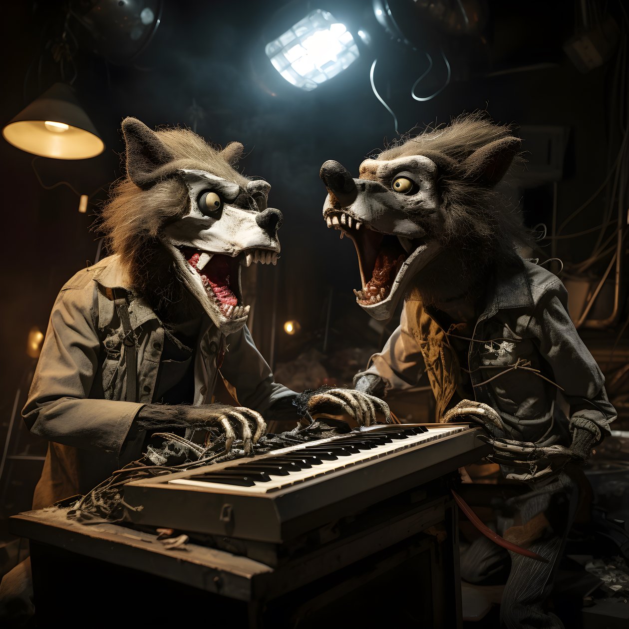 ürpertici, kıllı, kırık hayvan animatronik sahne 1'de müzik yapıyor by Kurt Heppke