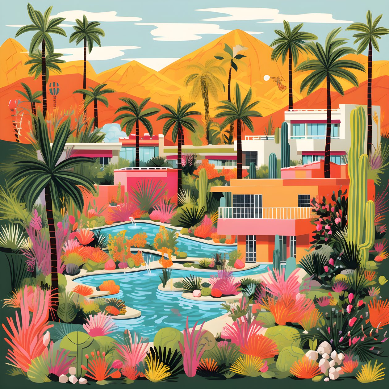 Palm Springs 2#39;nin ayrıntılı çizimi by Kurt Heppke