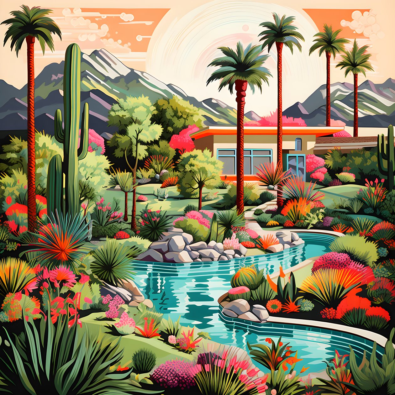 Palm Springs 4#39;ün ayrıntılı çizimi by Kurt Heppke