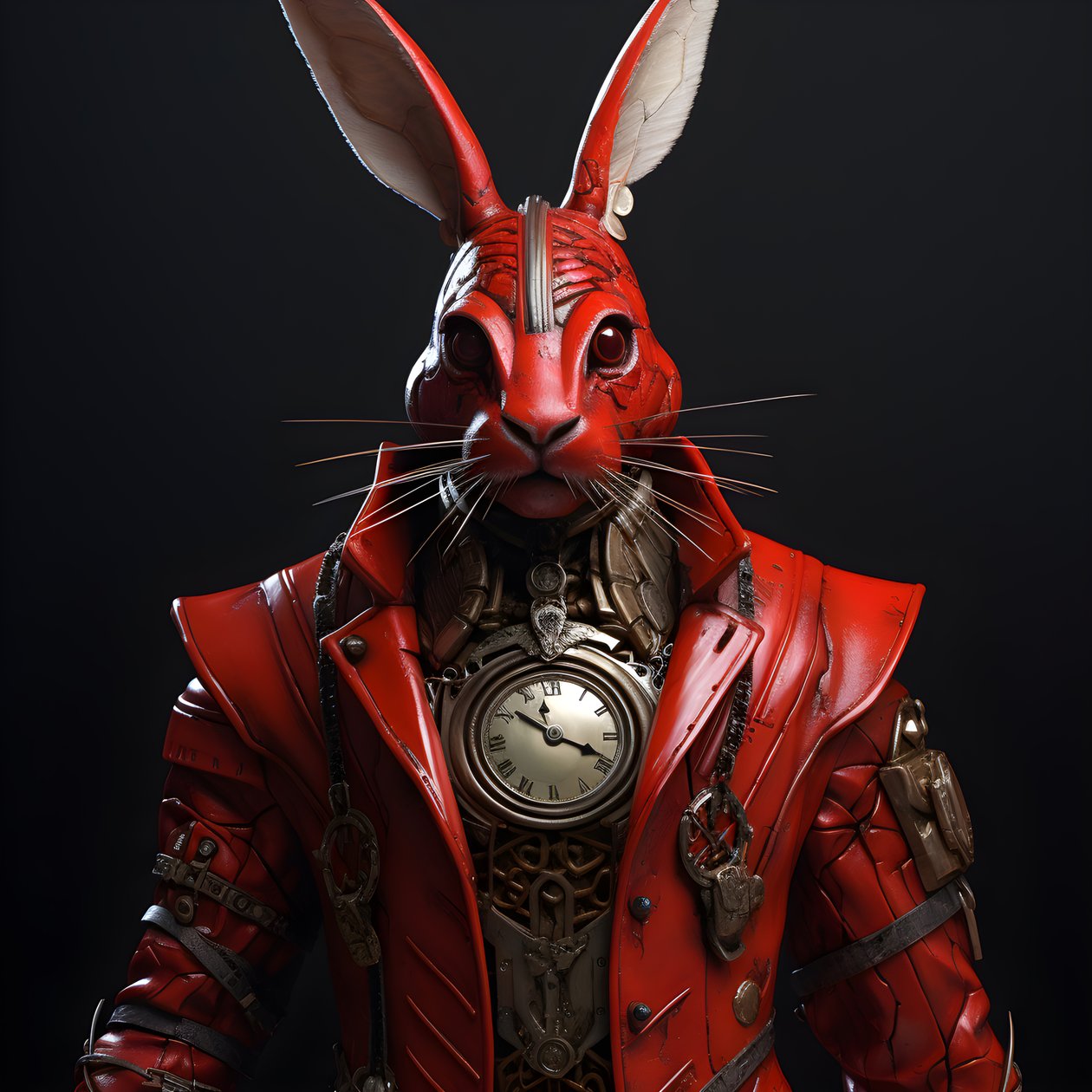 erkek antropomorfik sibernetik izle punk android tavşan, kırmızı fraklı 1 by Kurt Heppke