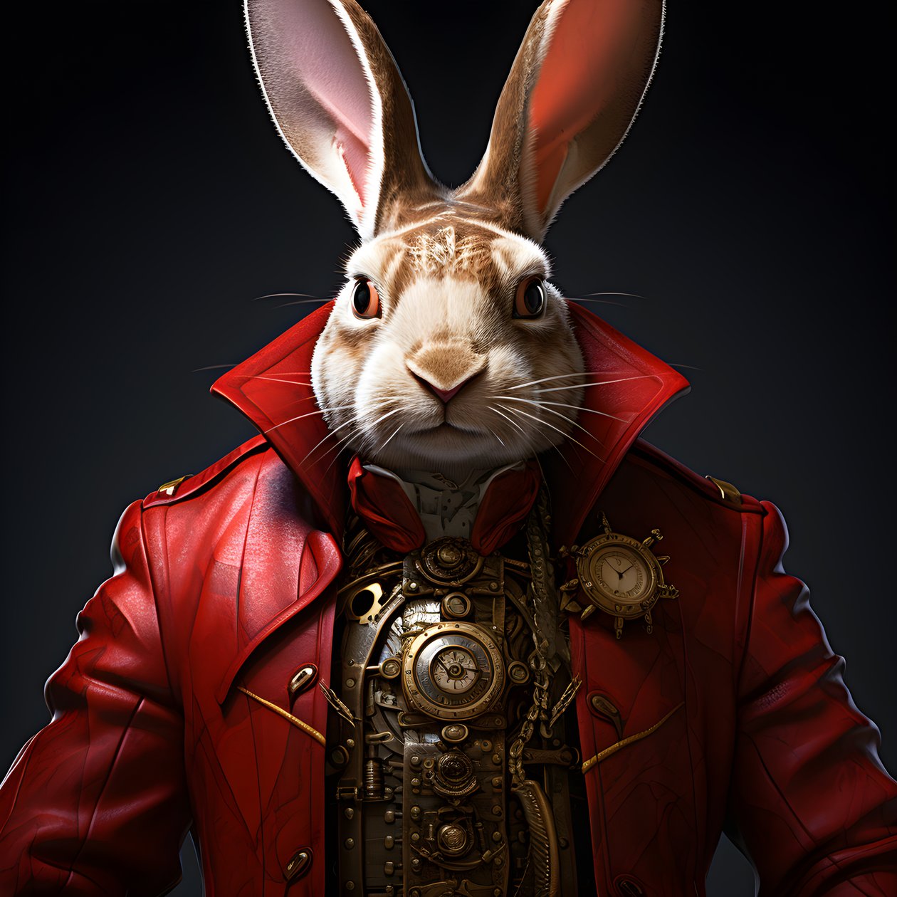 erkek antropomorfik sibernetik izle punk android tavşan, kırmızı fraklı 4 by Kurt Heppke