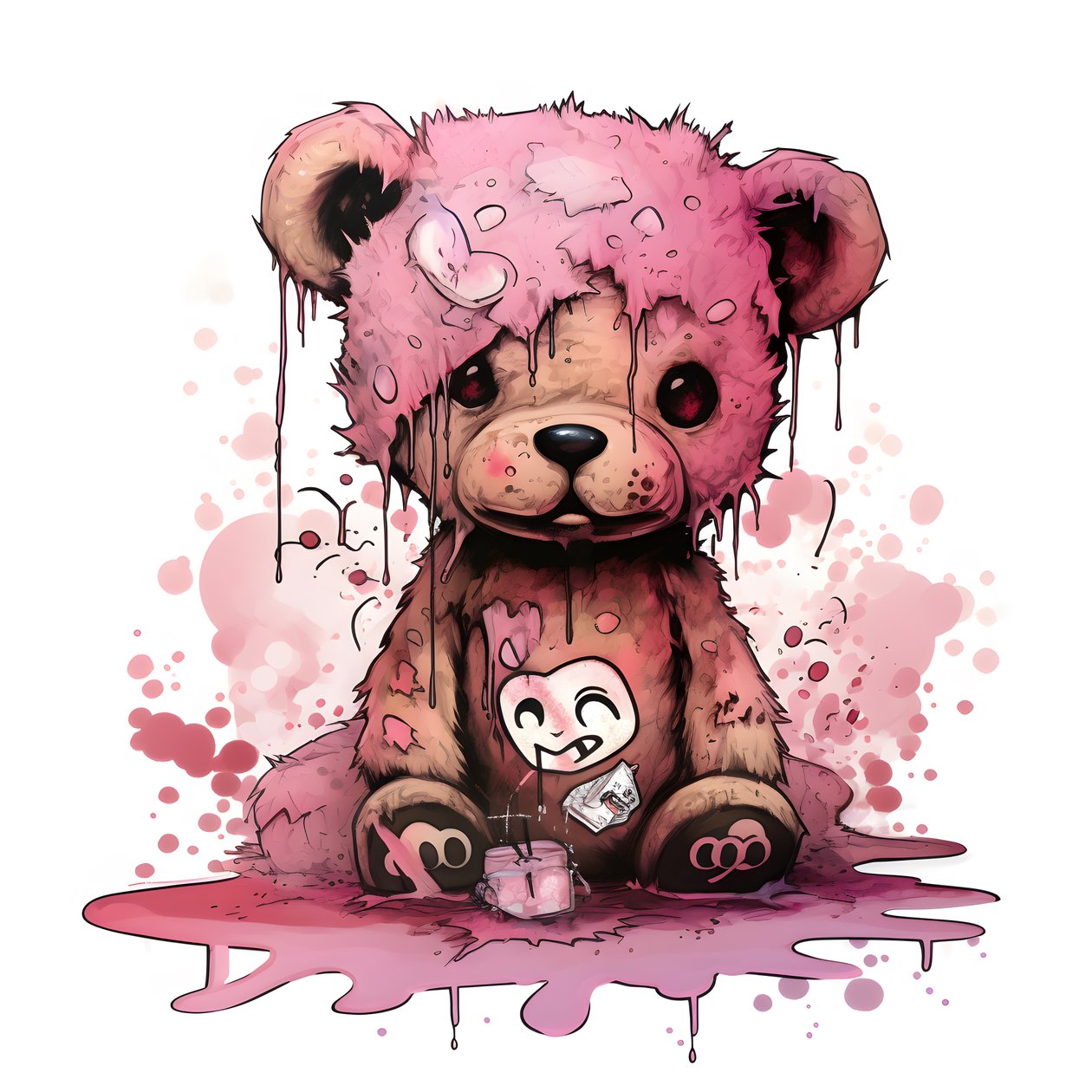 alnında kahverengi bir dövme olan pembe üniseks oyuncak ayı 1 by Kurt Heppke