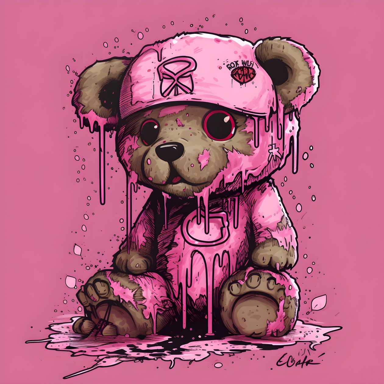 alnında kahverengi bir dövme olan pembe üniseks oyuncak ayı 4 by Kurt Heppke
