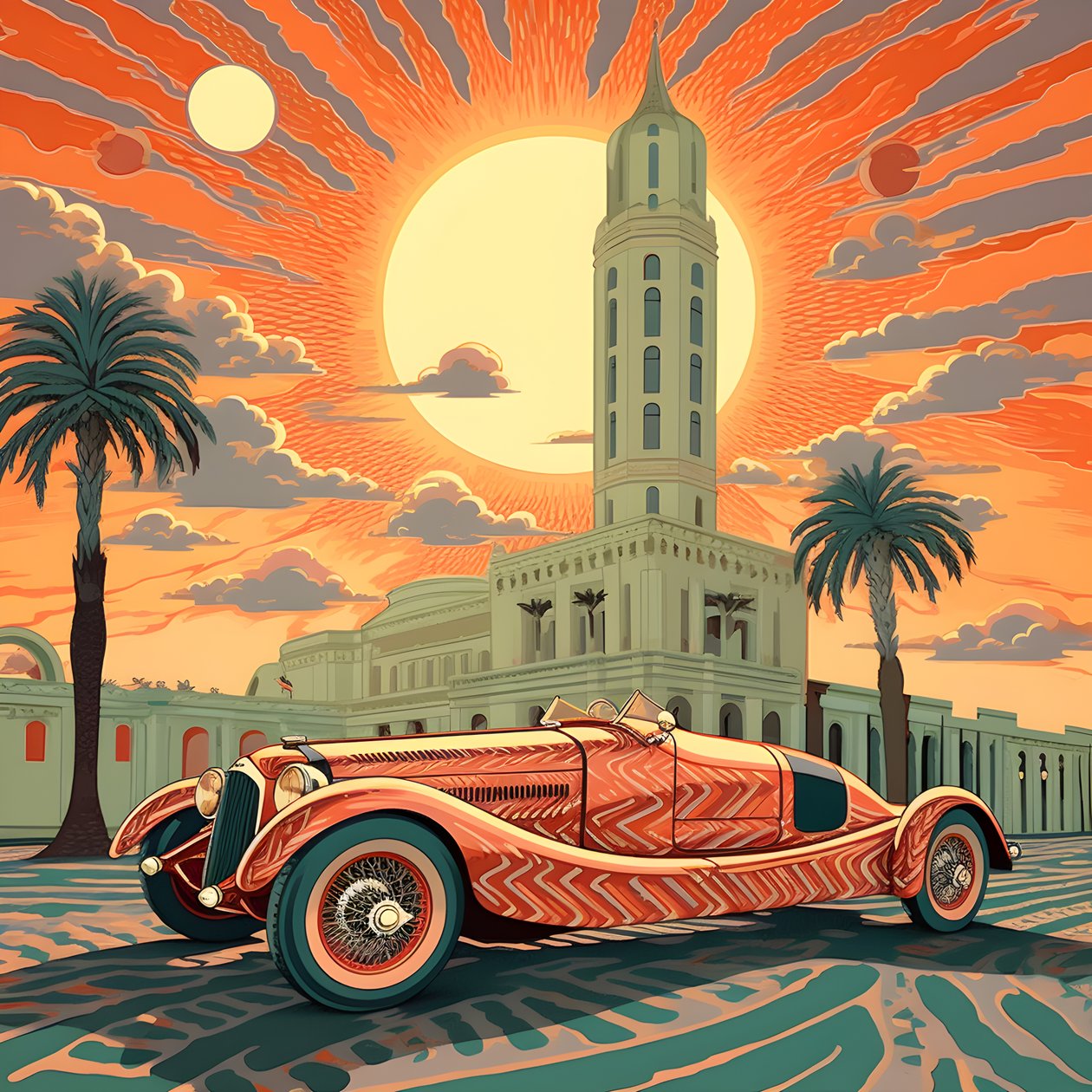 Shepard Fairey'den Güzel Zarif Minimalist Kapitone Sanatsal Stil Başyapıtı::1 1940 Monako Grand Prix'si Anısına, Tarihi Yarış Arabaları Yarışıyor. 2 by Kurt Heppke