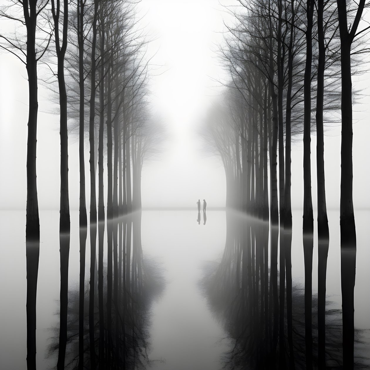sudaki ağaçların siyah beyaz fotoğrafları 2 by Kurt Heppke