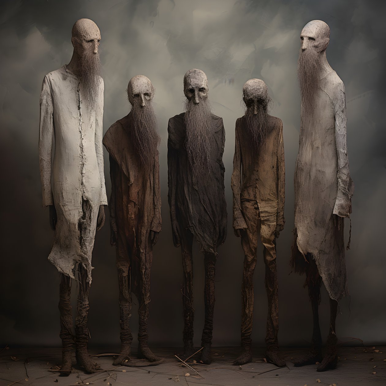 yan yana duran dört kil adam figürü 3 by Kurt Heppke