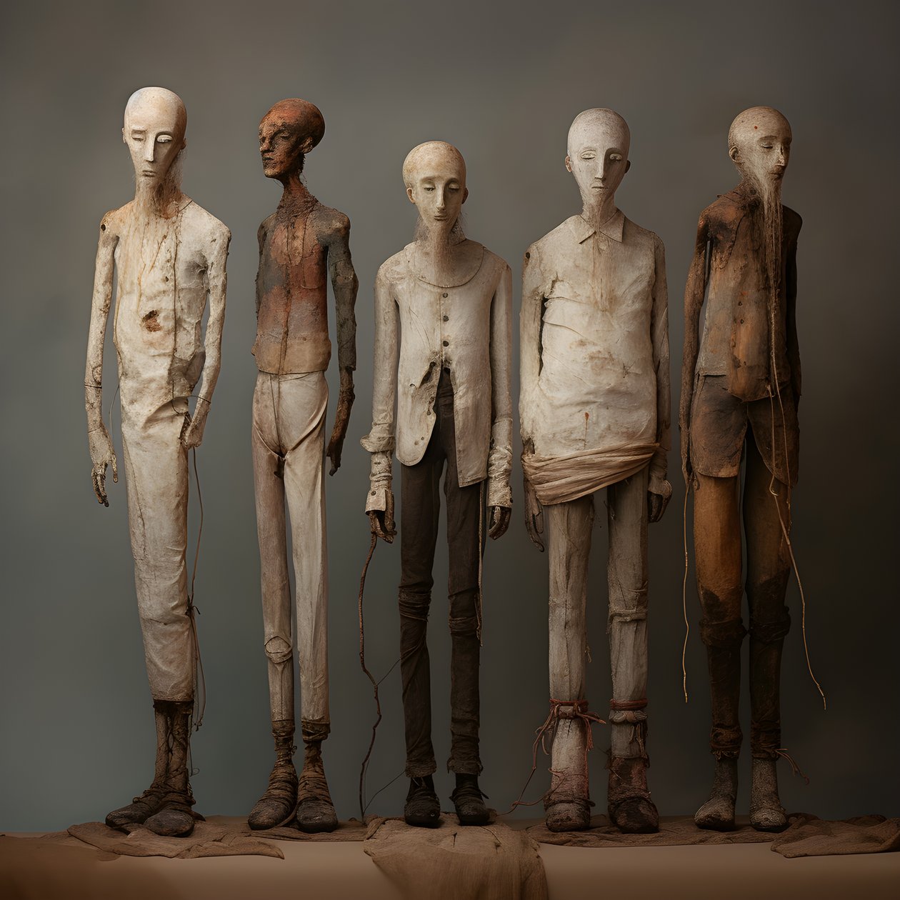 yan yana duran dört kil adam figürü 4 by Kurt Heppke