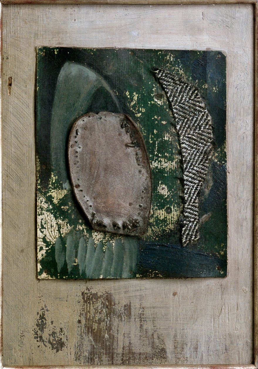 Kahverengi ve yeşil Montaj (boyama by Kurt Schwitters