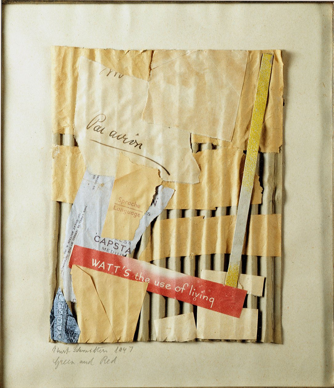 Yeşil ve kırmızı (Yeşil ve Kırmızı) Kolaj, Kurt Schwitters (1887-1948) 1947 Özel Koleksiyon by Kurt Schwitters