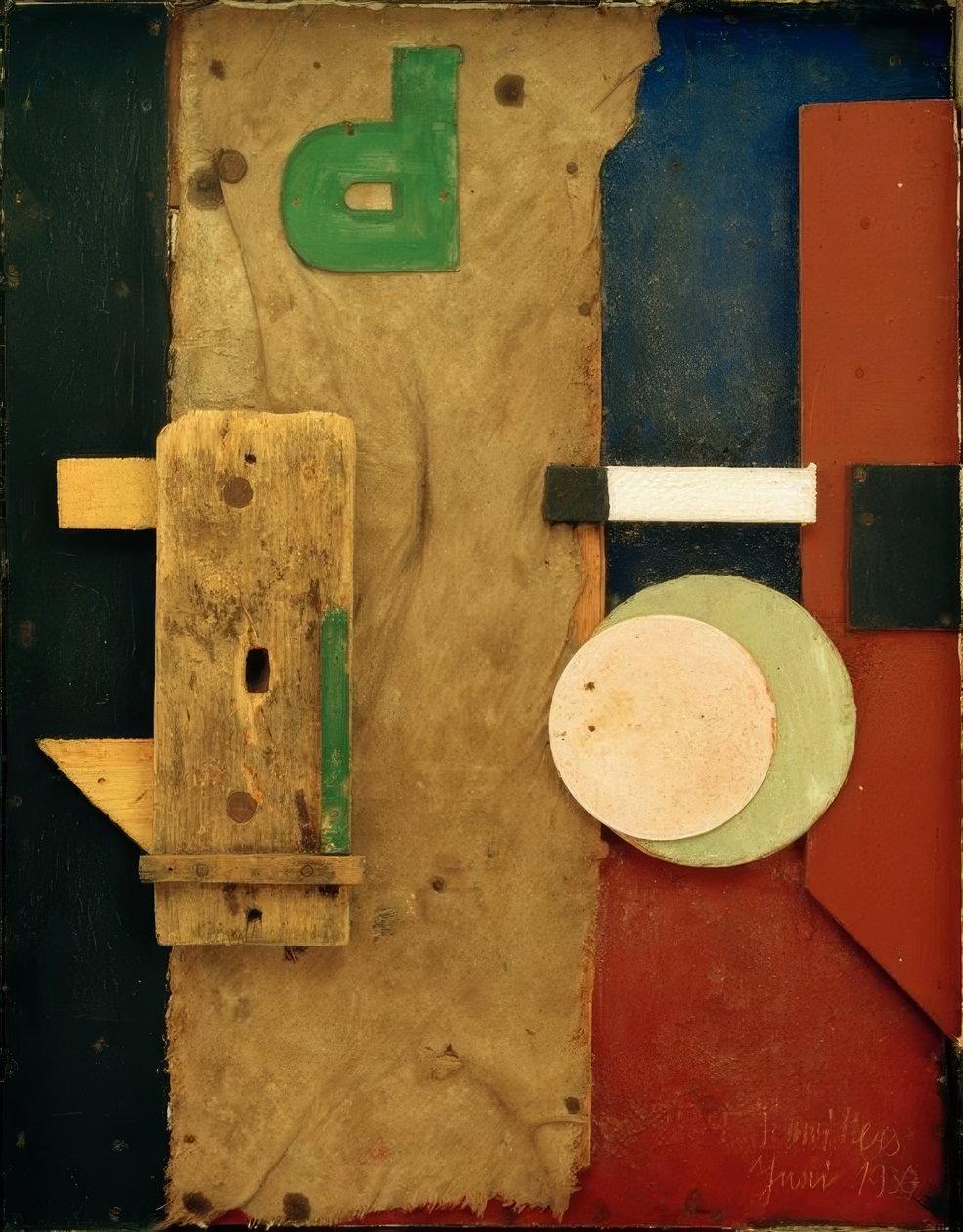 Merzbild P pembe by Kurt Schwitters