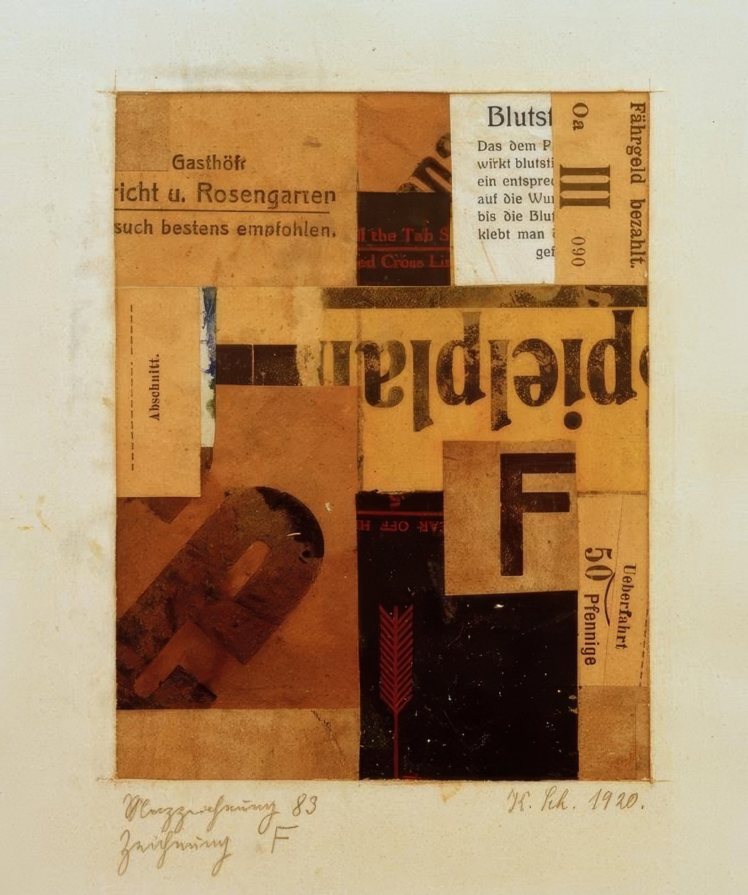 Merz çizimi 83 F çizimi by Kurt Schwitters