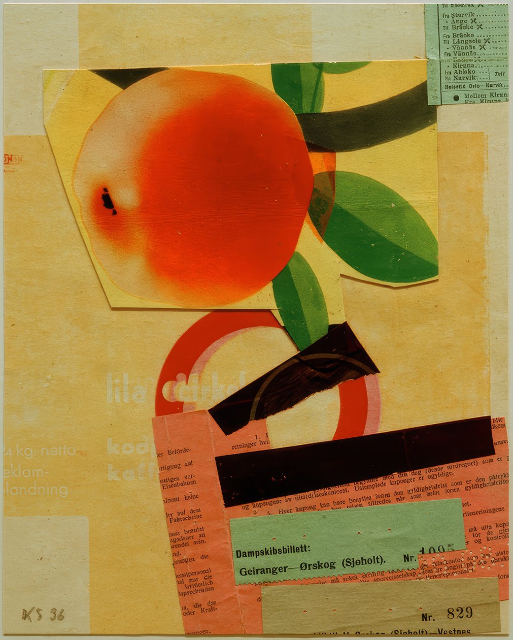 İsimsiz (kırmızı elma ile) by Kurt Schwitters