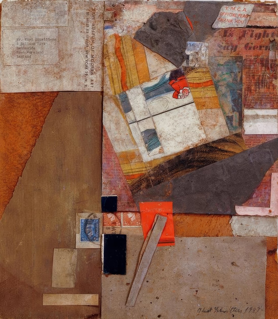 Ohne Titel (Y.M.C.A. Resmi Bayrağı Teşekkürler) by Kurt Schwitters