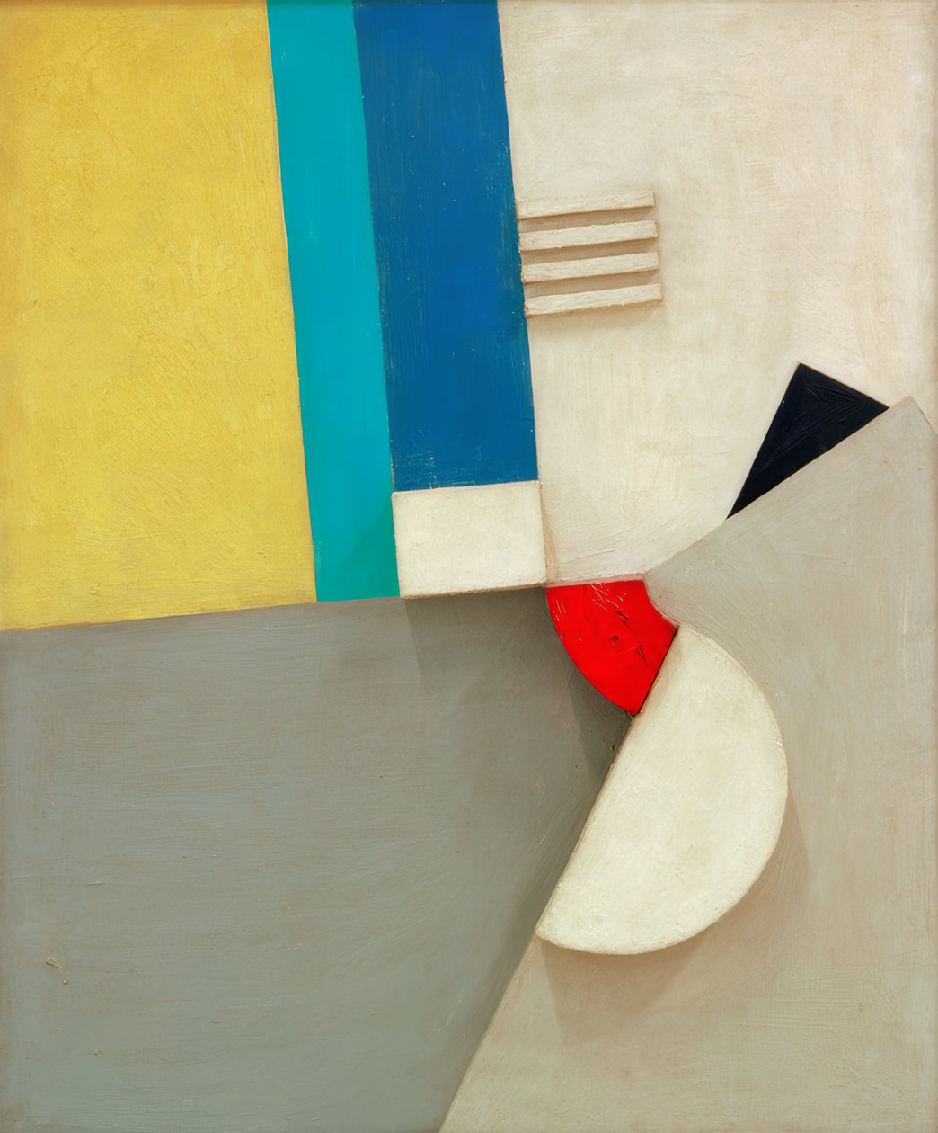 Kırmızı segmentli kabartma by Kurt Schwitters