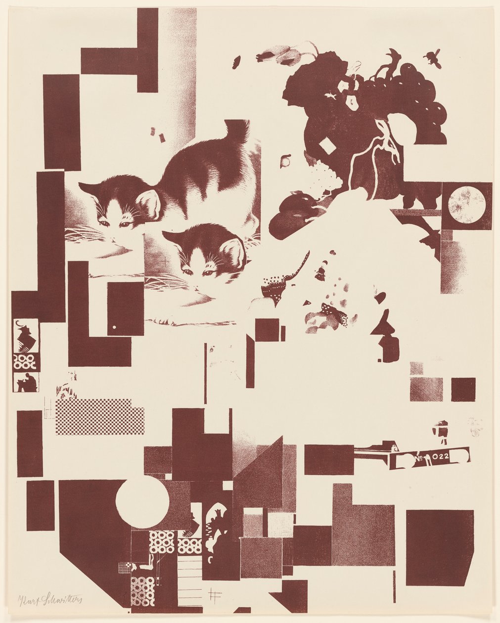 İsimsiz, Merz 3 portföyünden 5 / 6 numaralı Kurt Schwitters 6 litografi. Merz klasörü. Merz yayınevinin ilk portföyü (Merz 3. Kurt Schwitters 6 lithos. Merz Portfolio. Merz Publisher