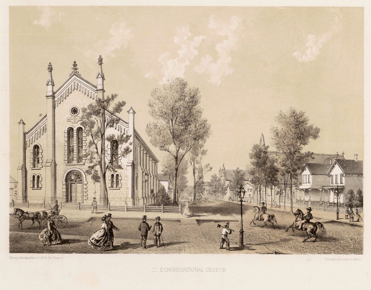 Birinci Cemaat Kilisesi, Chicago, c.1867 by Kurz and Allison