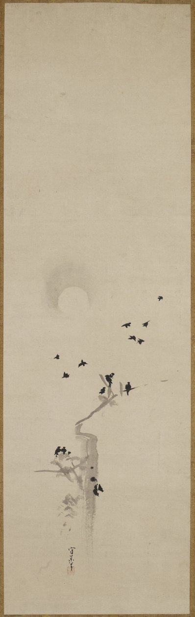 Bir Karga Sürüsü, c.1690-1700 (kağıt üzerine mürekkep) by Kusumi Morikage Kusumi Morikage