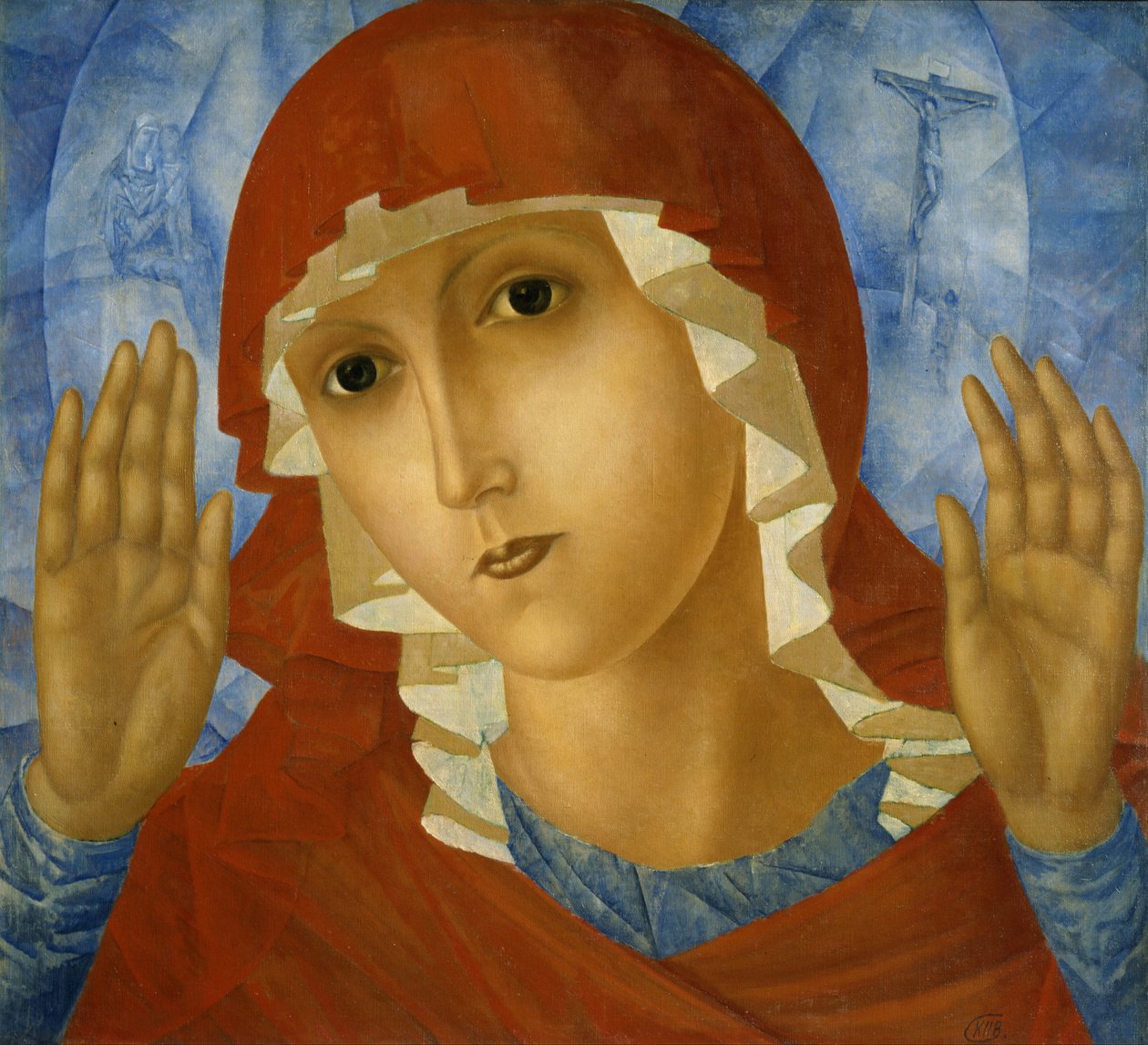 Kötü Kalplere Karşı Şefkat Tanrısının Annesi by Kuzma Petrov Vodkin