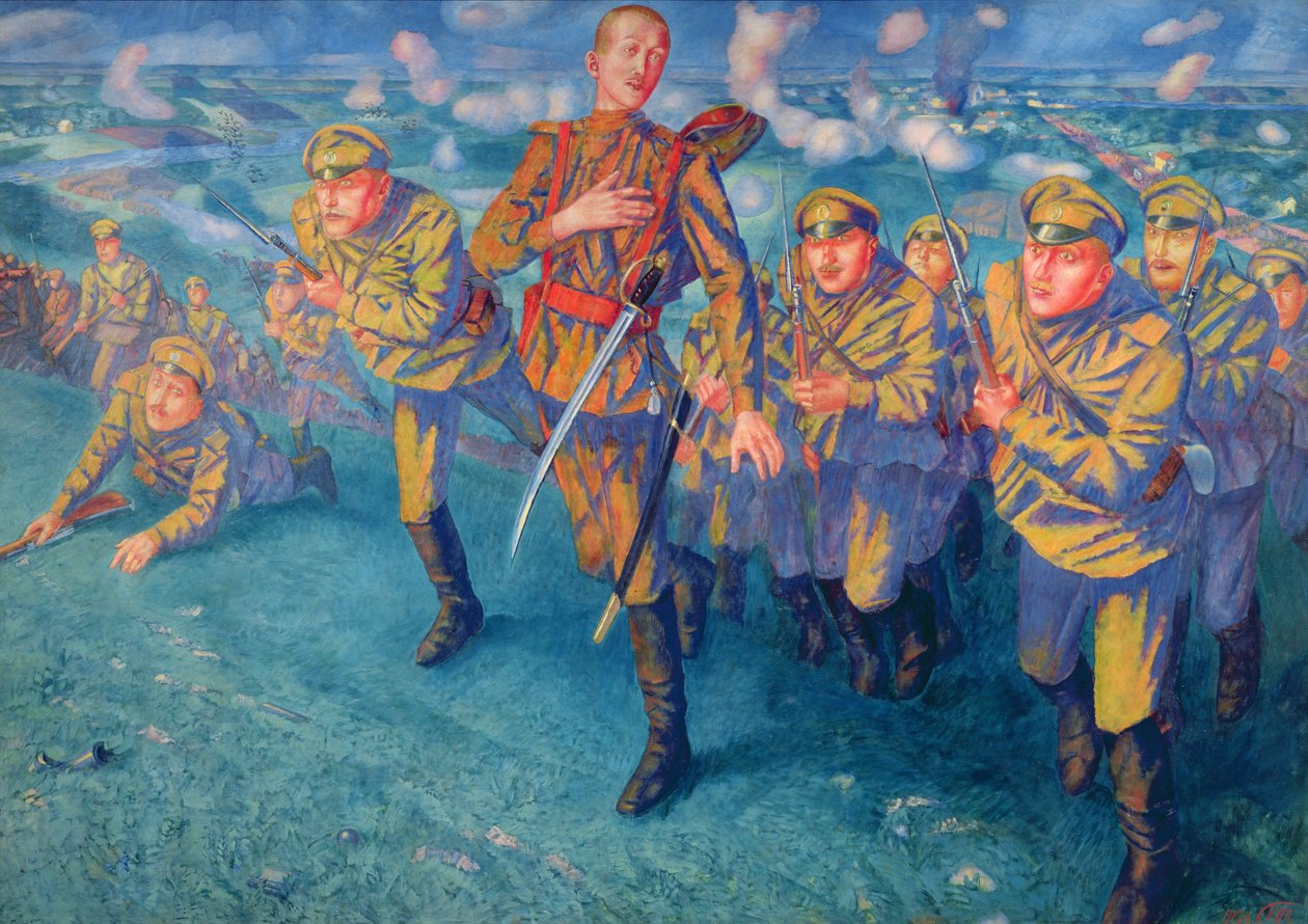 Ateş Hattında, 1916 by Kuzma Sergeevich Petrov Vodkin