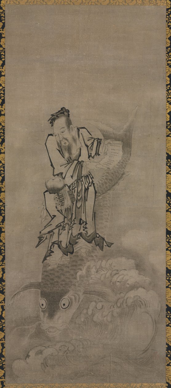 Taoist Ölümsüzler ile Hotei: Ölümsüz Binme Sazan by Kyūseki Tomonobu