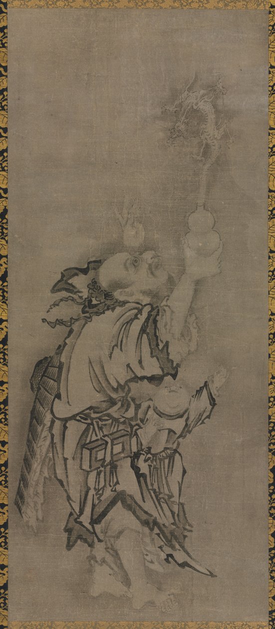 Taoist Ölümsüzler ile Hotei: Kabak ve Ejderha ile Ölümsüz, c. 1575-1600. by Kyūseki Tomonobu