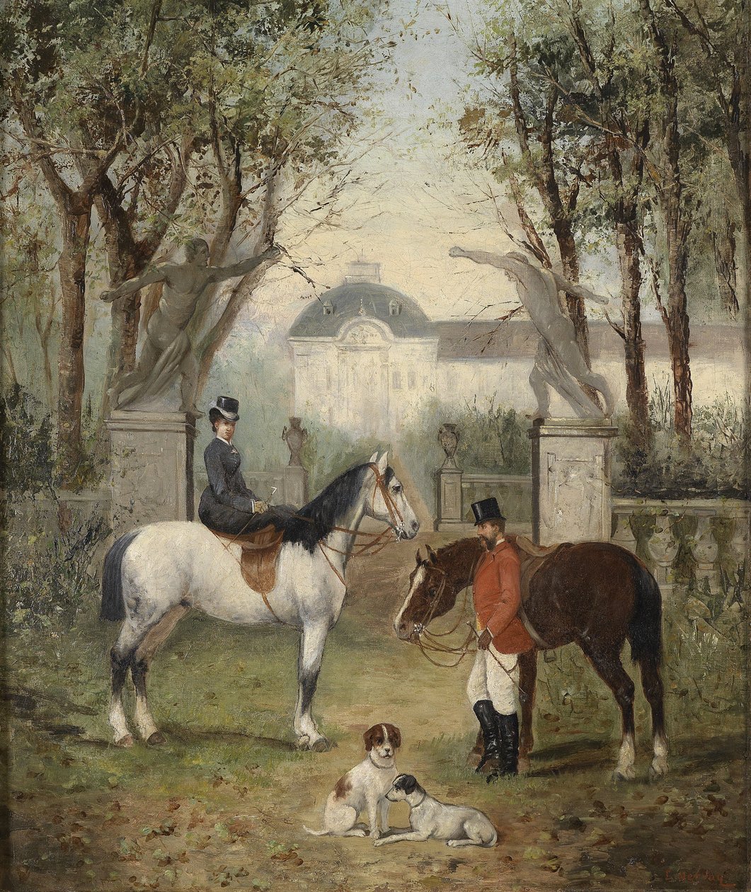 İmparatoriçe Elisabeth ve binicilik arkadaşı by L. Herday