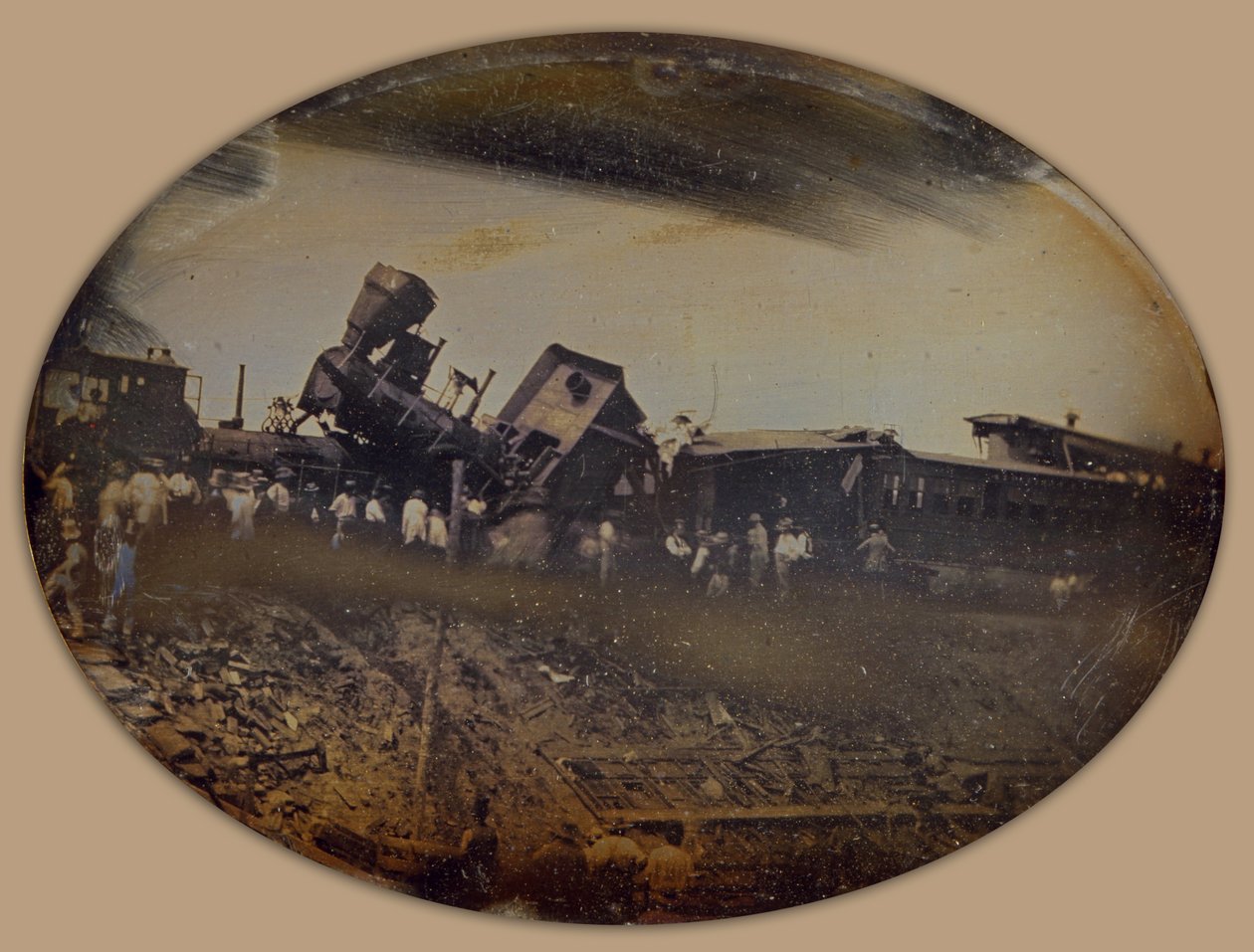 Rhode Island, Pawtucket yakınlarındaki Providence Worcester Demiryolunda tren enkazı by L. Wright