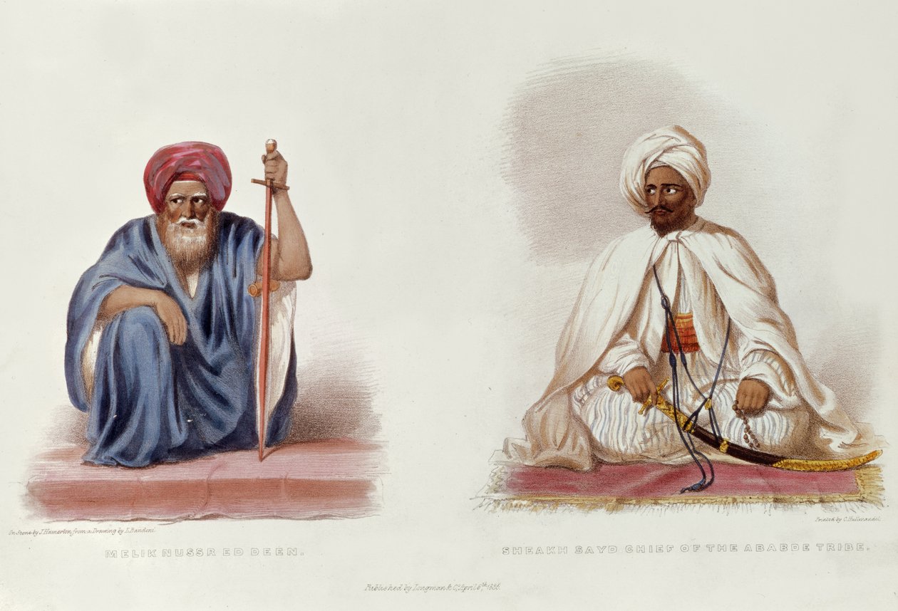 Melik Nussr Ed Deen ve Ababde Kabilesi Şefi Sheakh Sayd, G.A. Hoskins by L. after Bandoni