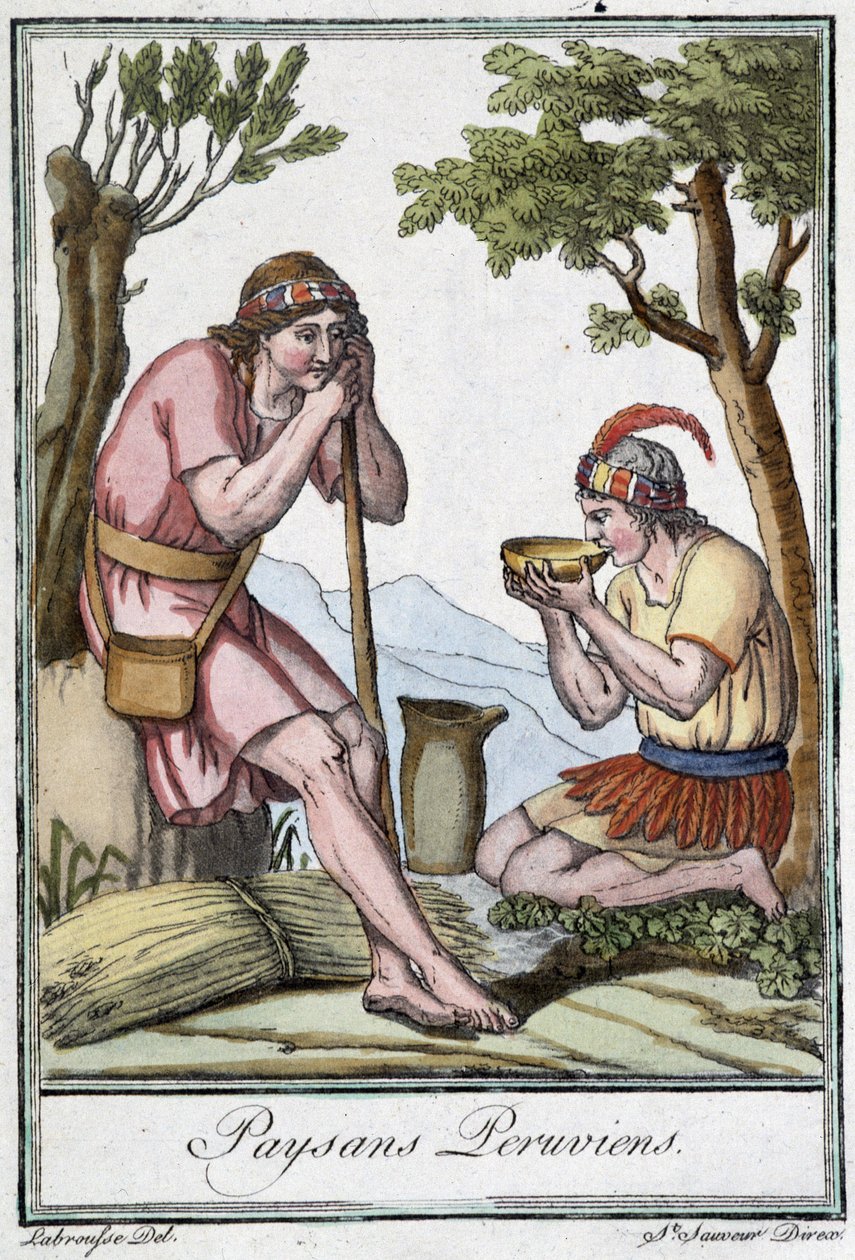 Perulu Köylüler - J. Grasset St Sauveur tarafından “” Seyahat Ansiklopedisi”nde, ed. Paris by L.F. Labrousse