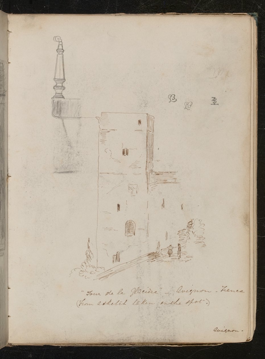 Bir masa ayağı çalışması, mimari çalışma, ?Tour de la glacine - avignon - Fransa by Lady Butler