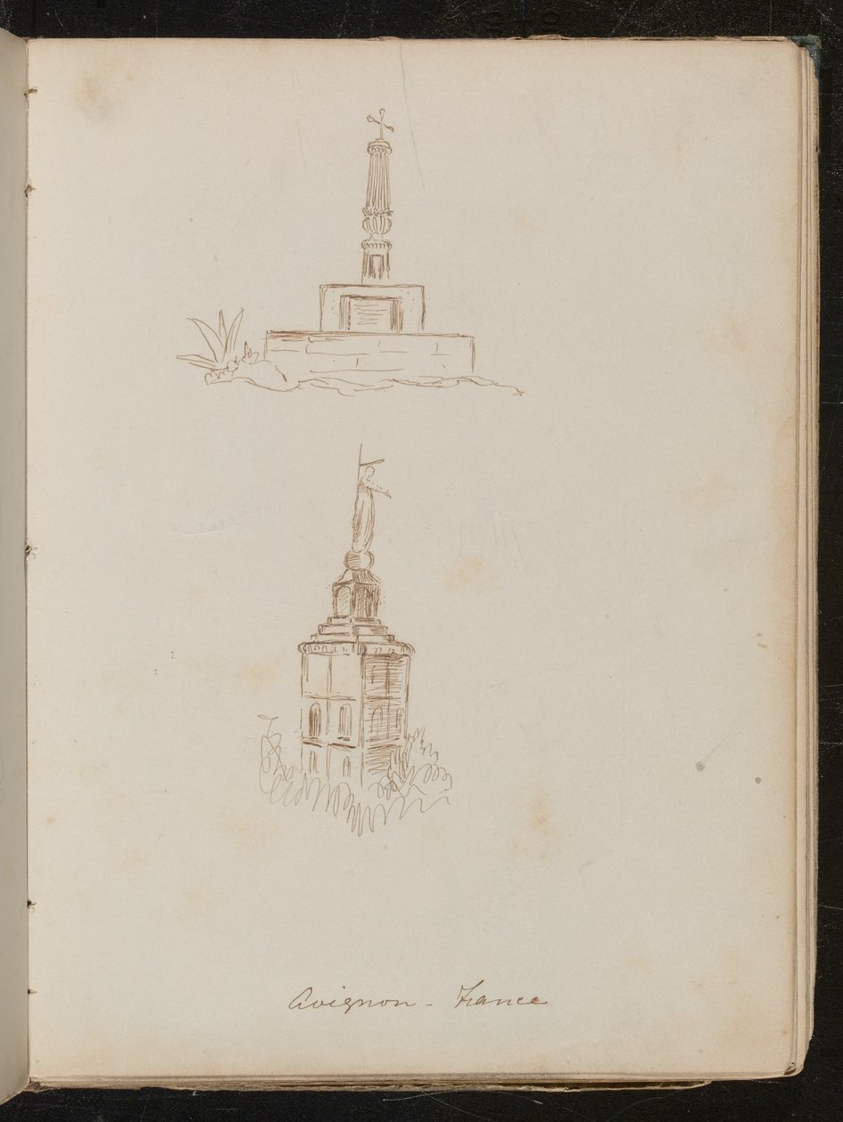 Anıtların iki mimari çalışması, konumu "avignon - Fransa" olarak kaydedildi by Lady Butler