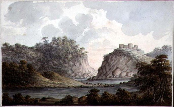 Yıkılmış Kale Manzarası, 1825 dolayları (kağıt üzerine suluboya) by Lady Egerton