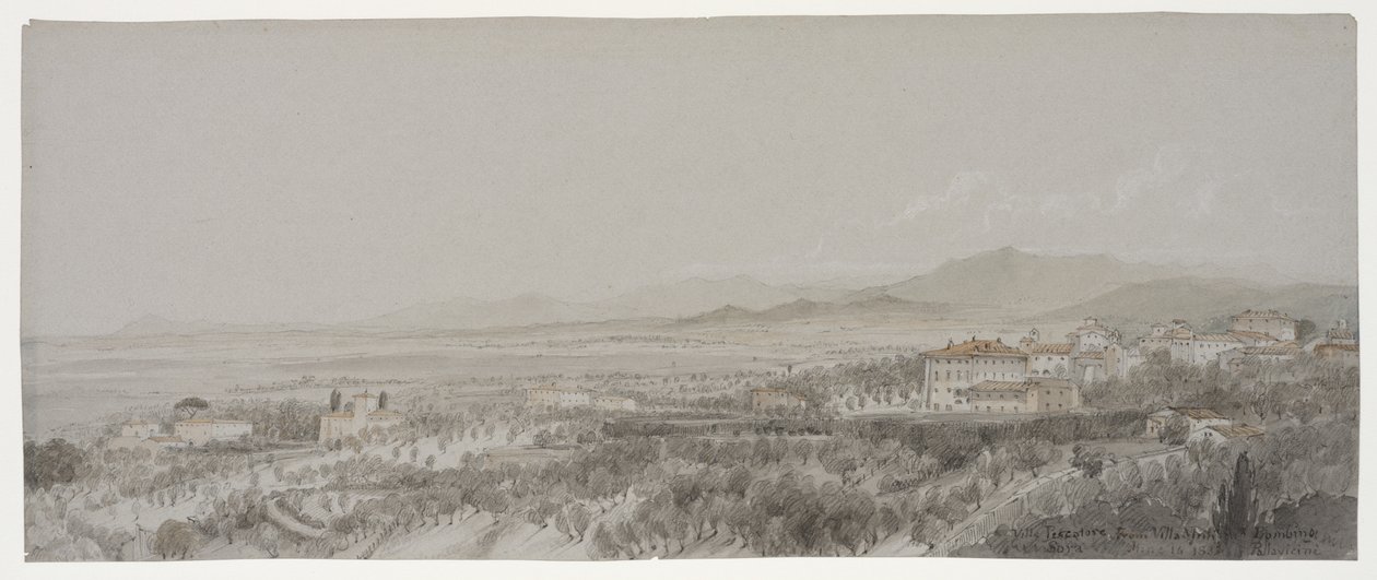 Villa Muti, Piombino'dan Villa Pescatore'nin görünümü by Lady Elizabeth Susan Percy