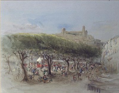 Pazar, Cannes (suluboya) by Lady Honoria Cadogan