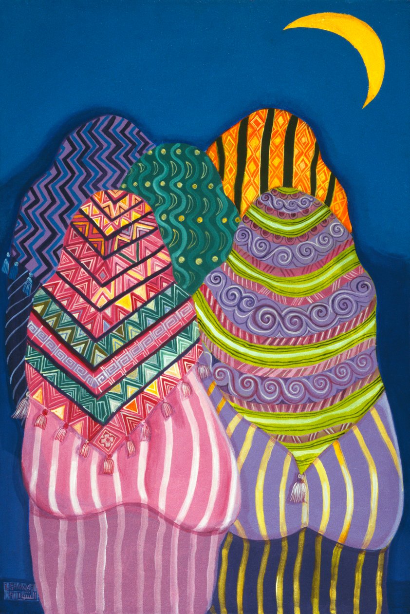 Ay Işığında Dipler, 1990 (tuval üzerine akrilik) by Laila Shawa