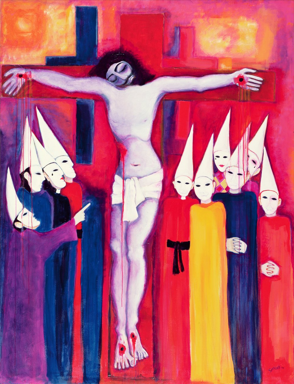 İsa ve Politikacılar, 2000 (tuval üzerine akrilik) by Laila Shawa