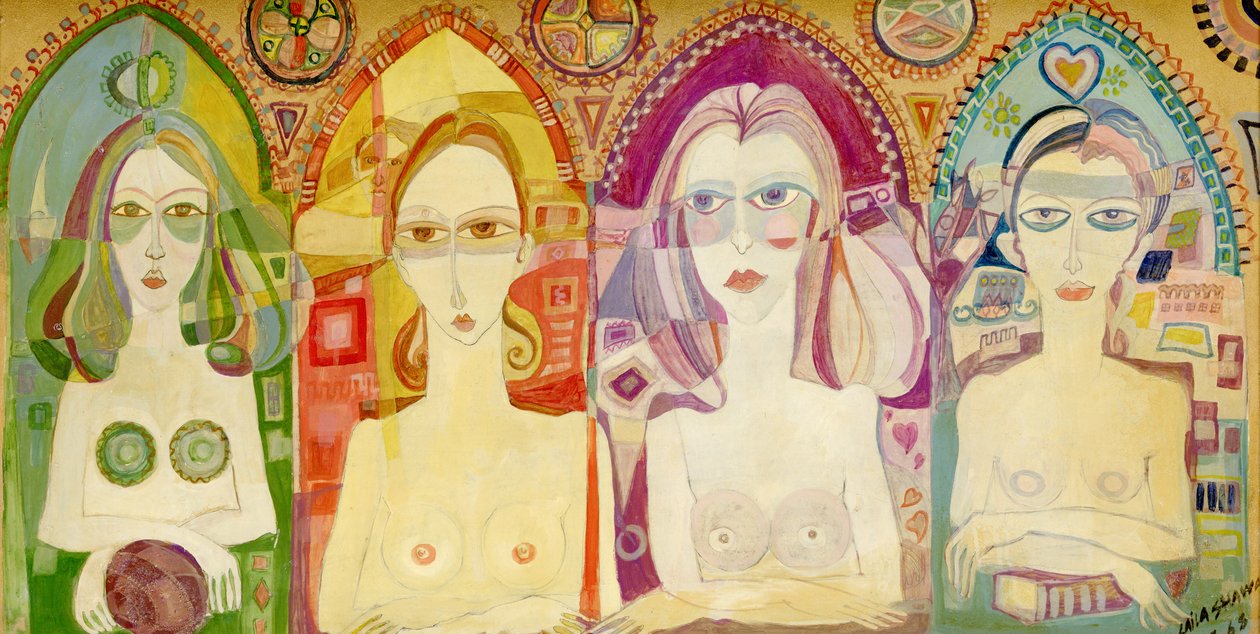 Simge, 1970 (gemideki baskı yağları) by Laila Shawa
