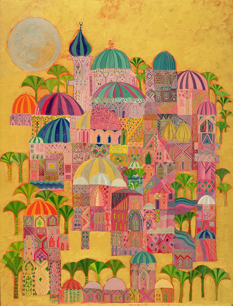 Altın Şehir, 1993-94 (tuval üzerine akrilik) by Laila Shawa