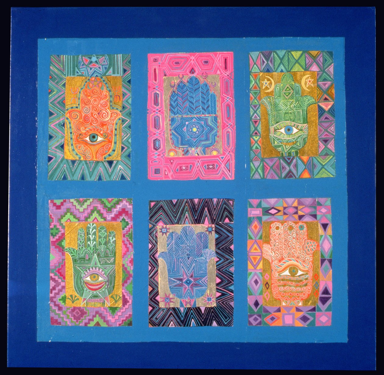 Umut Pencereleri, 1990 (tuval üzerine akrilik, kağıt ve altın varak) by Laila Shawa