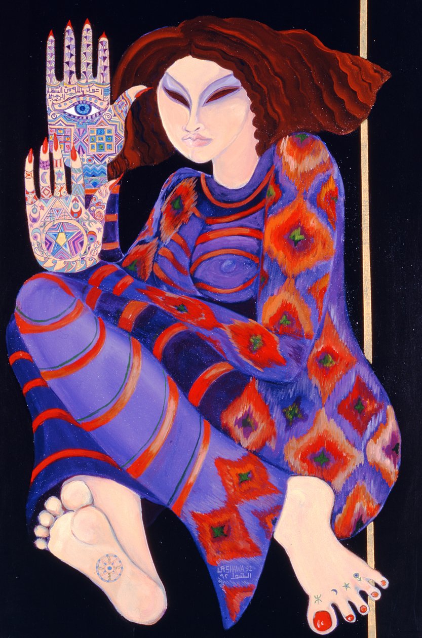 Zeinab Chasing the Devil (Bölüm 2), 1992 (kağıt üzerinde akrilik) (ayrıca bkz. 279211) by Laila Shawa