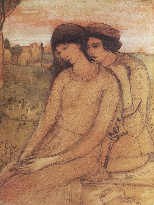 Francesca da Rimini ve Paolo Malatesta by Lajos Gulácsy