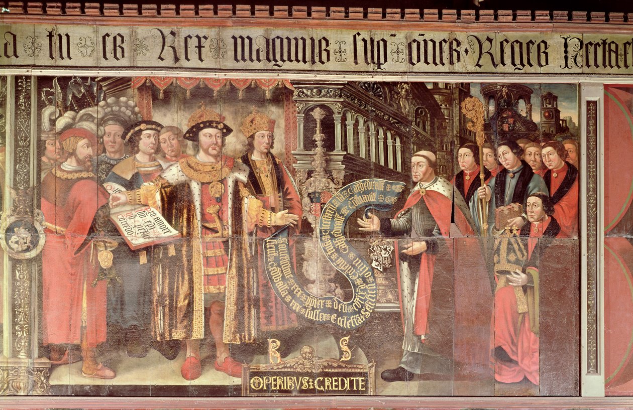 Piskopos Robert Sherburne ile Henry VIII (1491-1547) c.1508-36 (duvar resmi) by Lambert Barnard