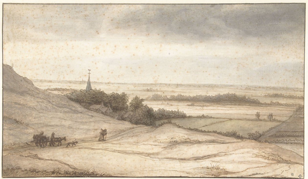 Schoorl köyünün kum tepelerinden görünüm by Lambert Doomer