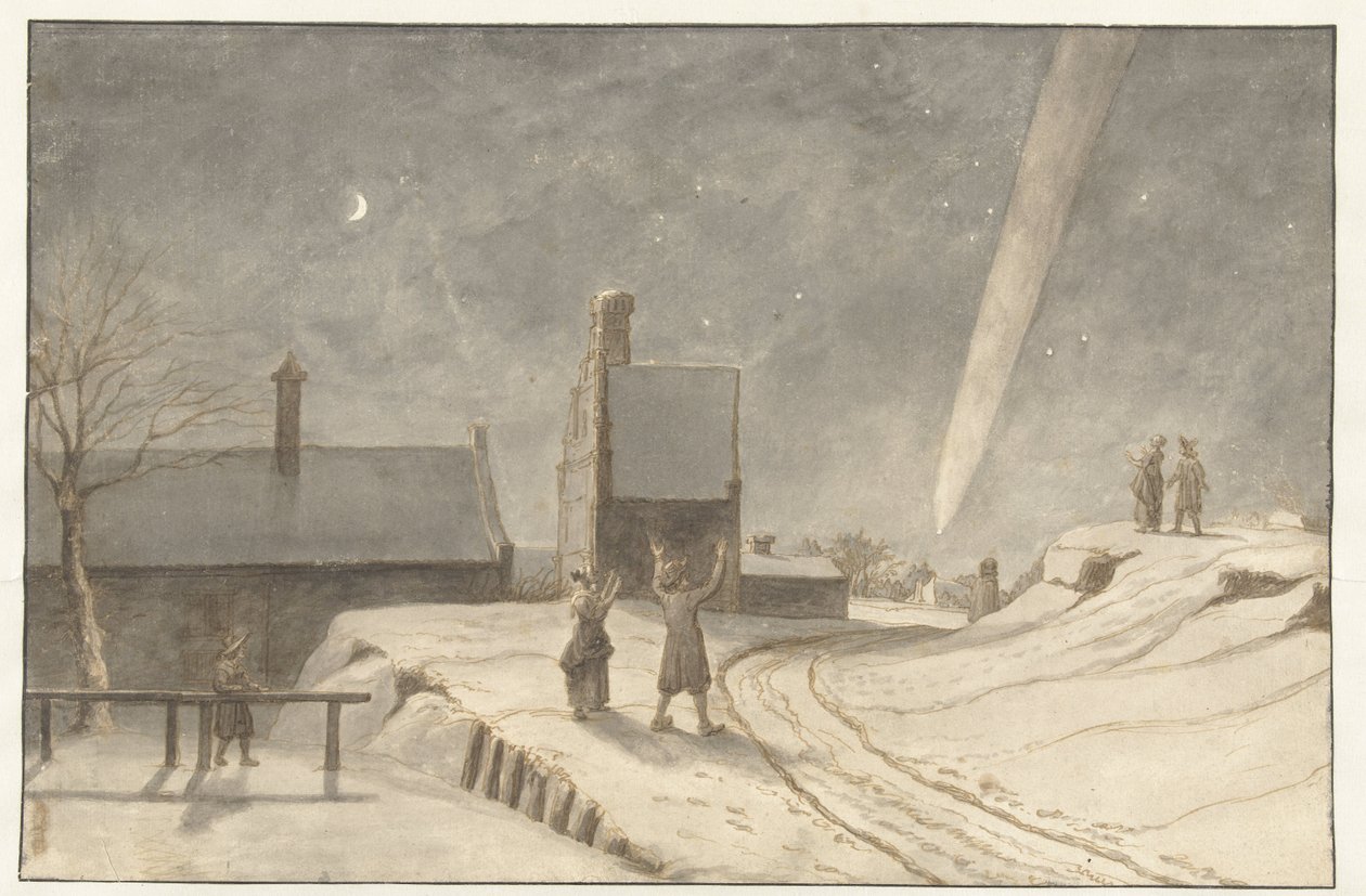 Alkmaar üzerinde kuyruk yıldızı, 1681 by Lambert Doomer