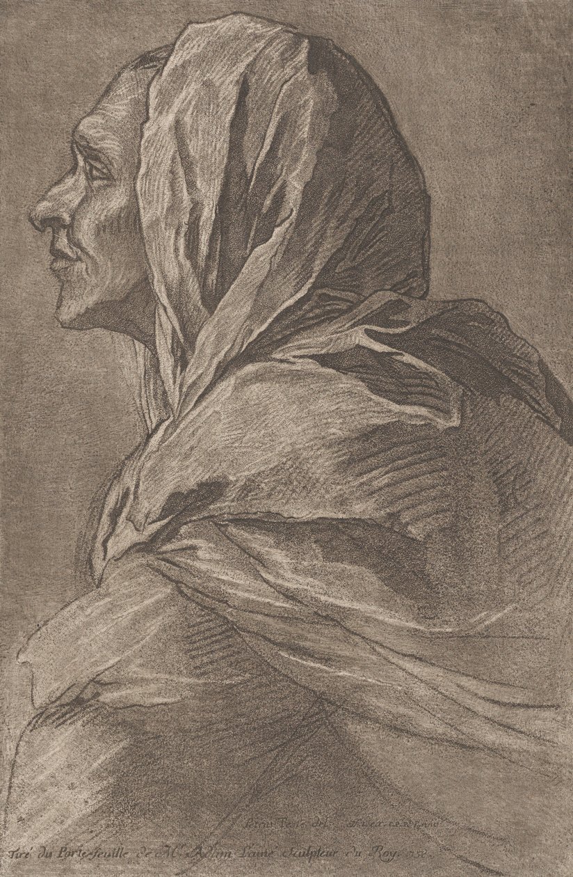Bir kadının başı, ca. 1758. by Lambert Sigisbert Adam
